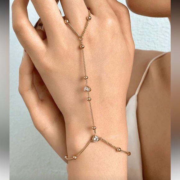 Anthropologie Jewelry - Heart Hand Chain Bracelet Q916